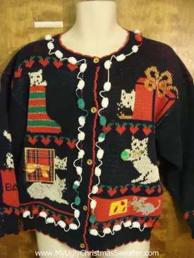 80s Crazy Cat Lady 2sided Ugly Christmas Sweater Cardigan