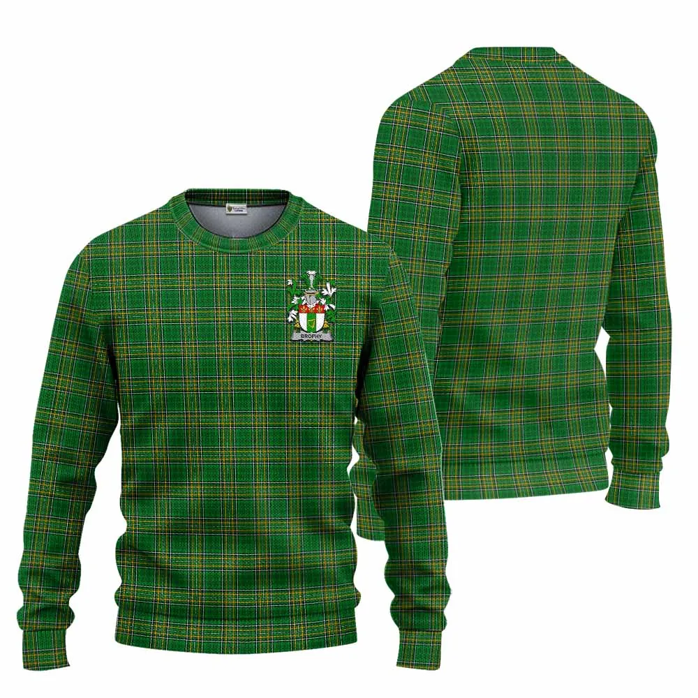 Brophy Irish Clan Tartan Knitted Sweater with Coat of Arms