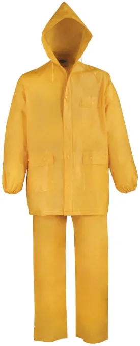 Diamondback 8127M Rain Suit, M, 28-1/2 in Inseam, PVC, Yellow, Drawstring Collar, Zipper with Storm Flap Closure :EA: QUANTITY: 1