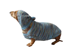 Knitted hoodie sweater for dog, hoodie for miniature dachshund