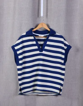 Ladies Sweater, Navy Stripe