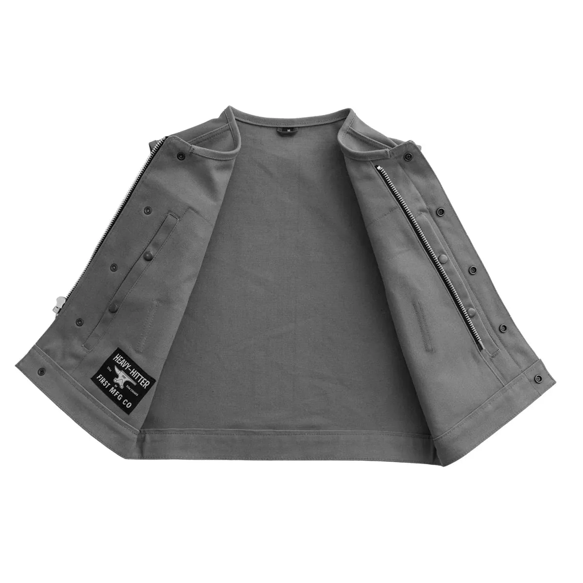 Lowside Men's Motorcycle Canvas Vest (Grey)