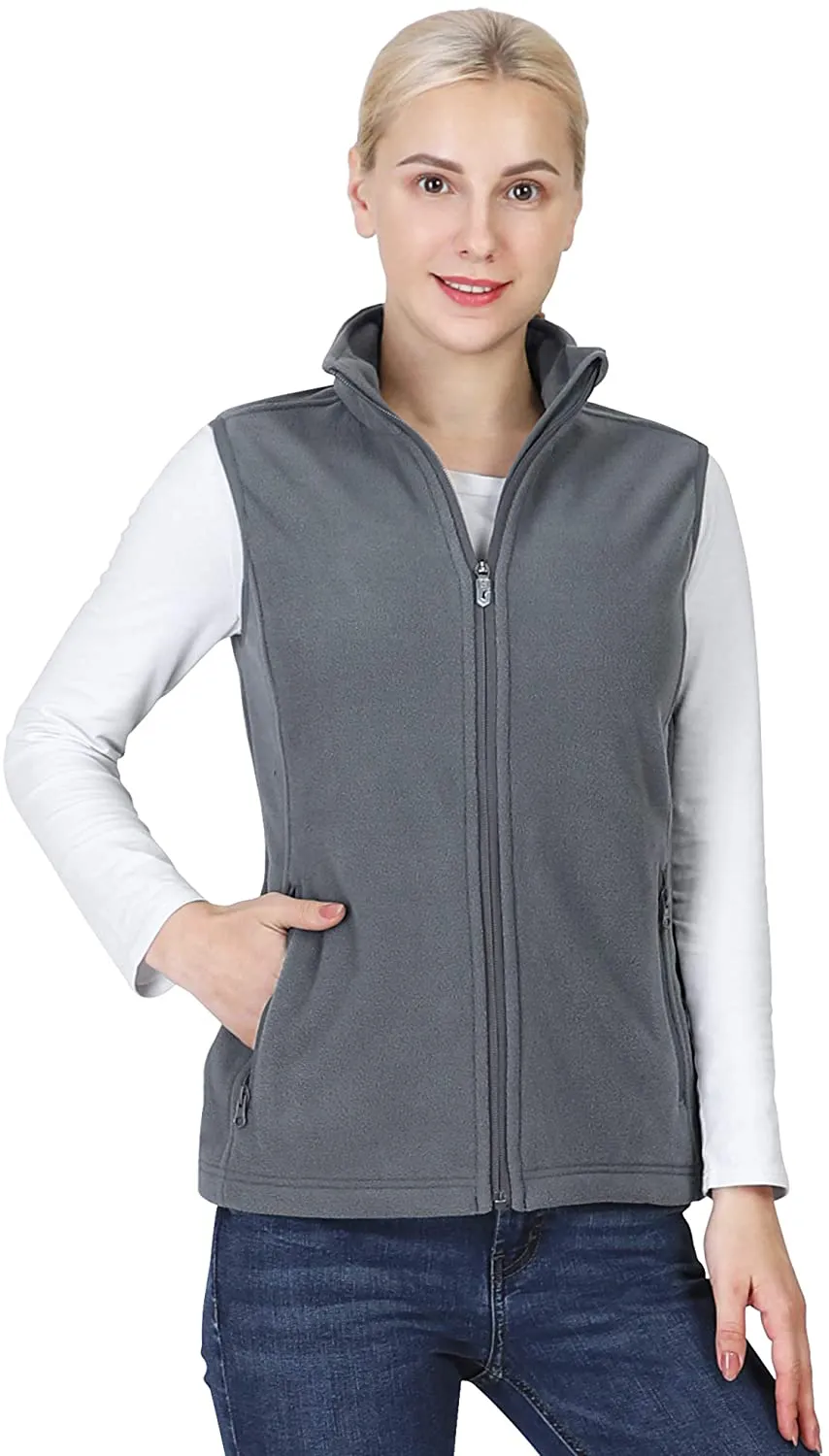 Outdoor Ventures Women's Polar Fleece Zip Vest Outerwear with Pockets,Warm Sleeveless Coat Vest for Fall & Winter