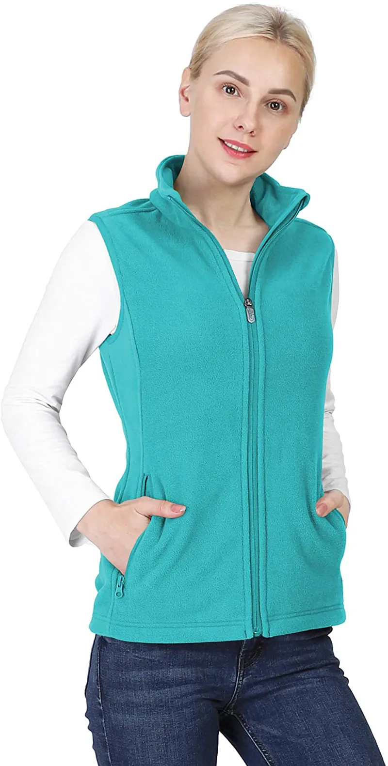 Outdoor Ventures Women's Polar Fleece Zip Vest Outerwear with Pockets,Warm Sleeveless Coat Vest for Fall & Winter