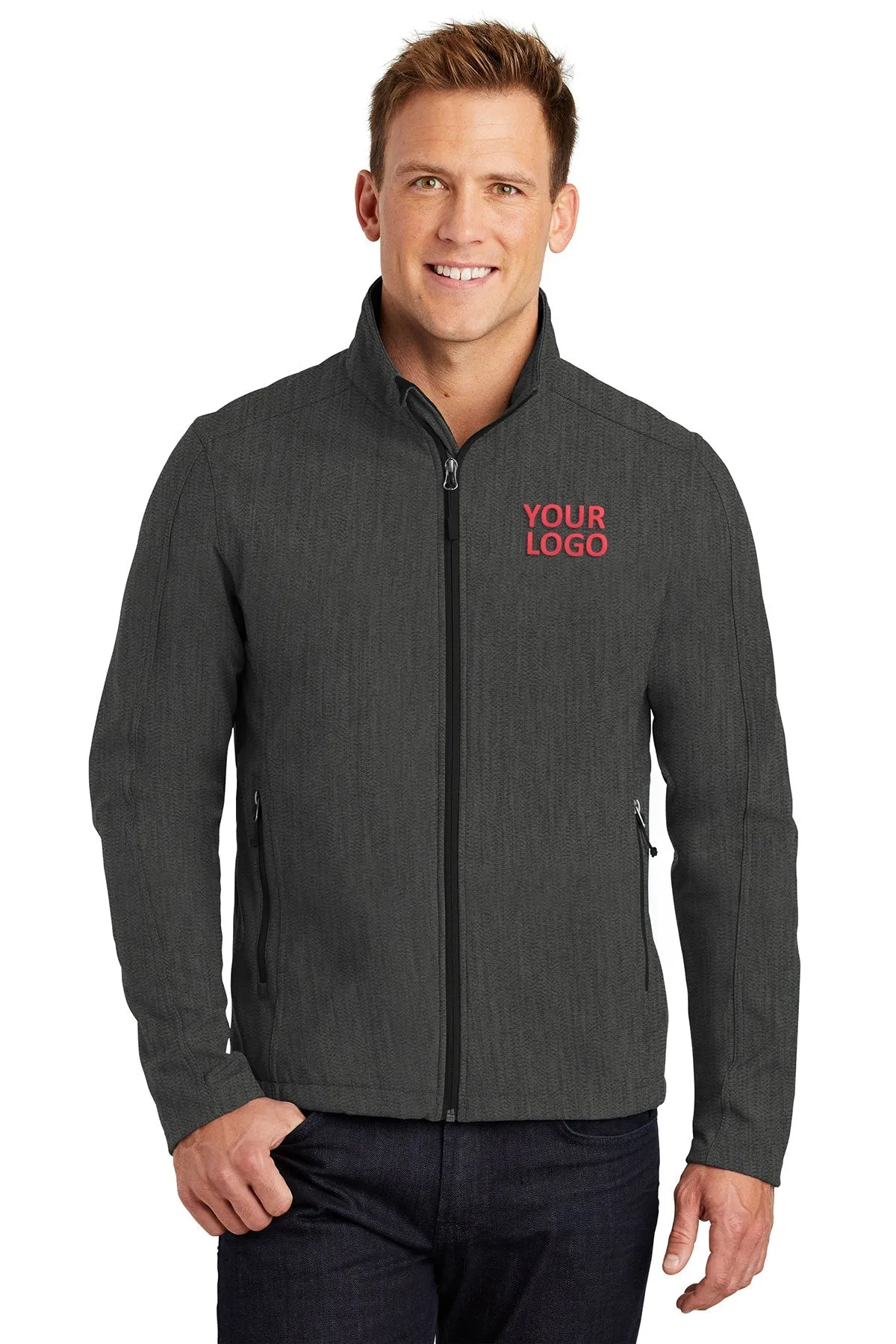 Port Authority Core Soft Shell Customized Jackets, Black Charcoal Heather