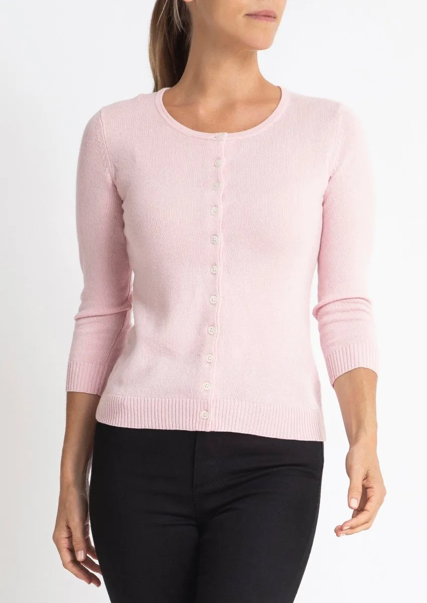 Silk   Cashmere Victoria Cardigan in Pale Pink