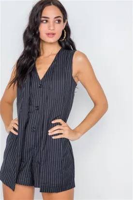 Sleeveless Romper with Layered Vest