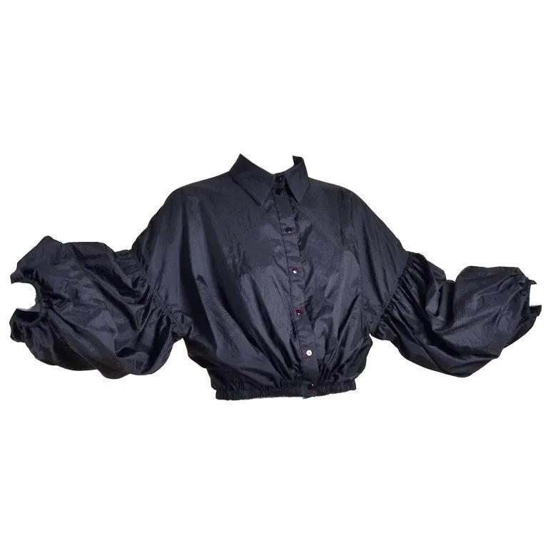 Stella McCartney Black Cropped Jacket with Puffy Sleeves