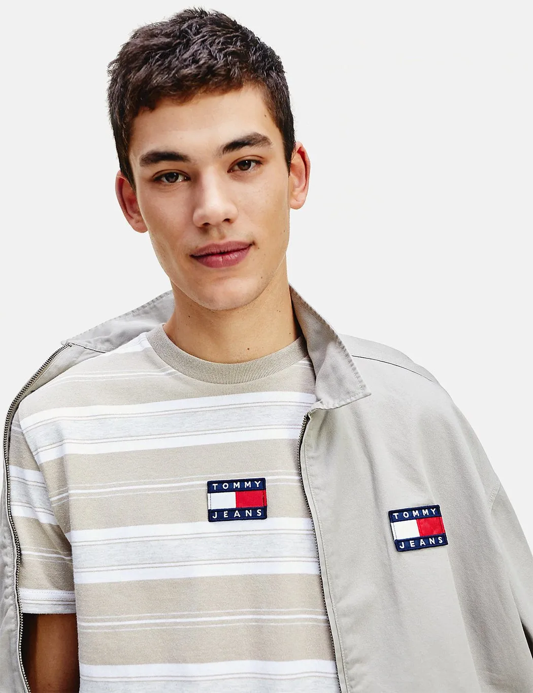 Tommy Jeans Stripe Logo T-Shirt - Stone/Multi