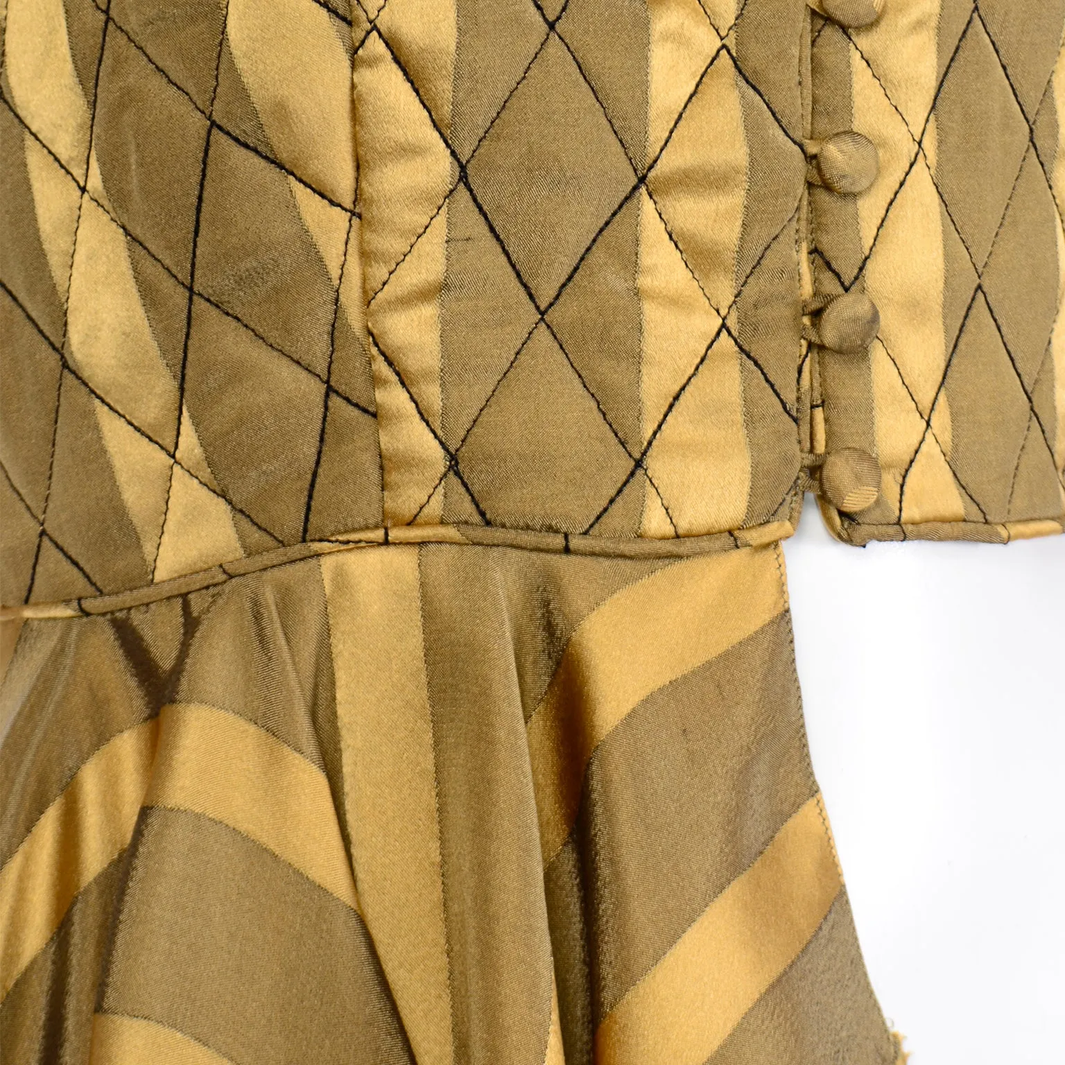 Vintage Gold Striped Silk Blouse 1980s Avant Garde Top