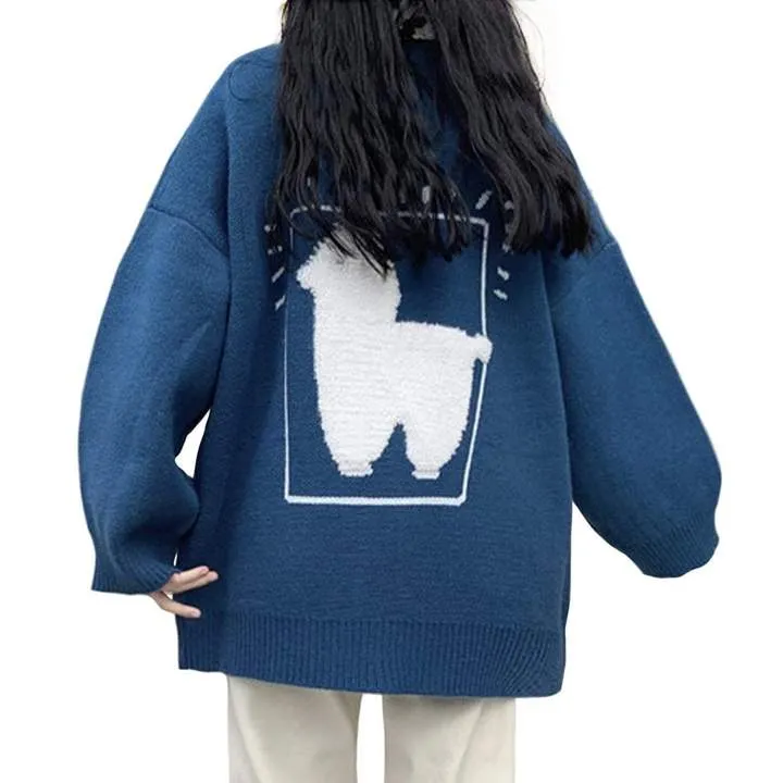 WLS Lama Stitching Buttoned Cardigan Sweater